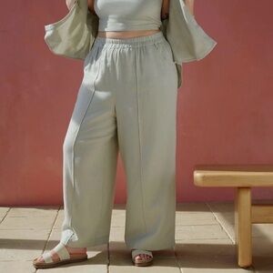 NWT Madewell Breezewoven Pull-On High-Rise Straight Pants in Ashen Sage XXLP